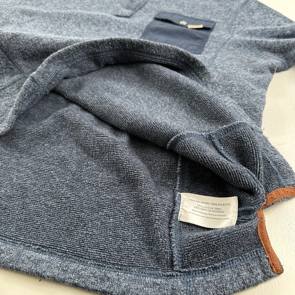 WOOLRICH Mens Medium Drifter Fleece‎ Sweater Heather Blue 1/4 Snap Jacket